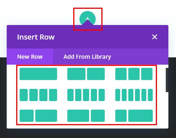 insert row in divi builder