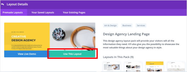 use a divi layout