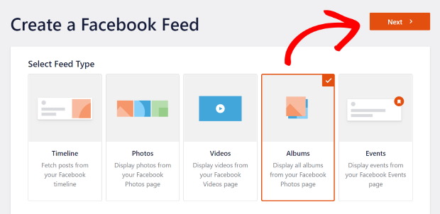 add album feed type facebook