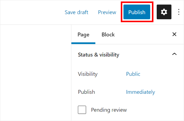 click on the publish button