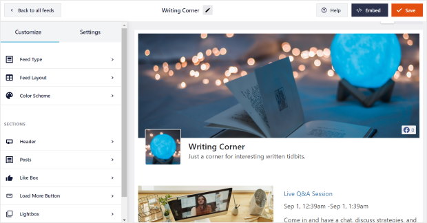 live facebook events feed editor