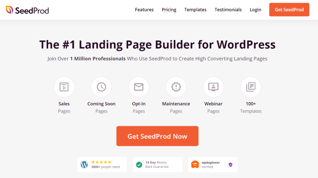 seedprod landing page builder for images