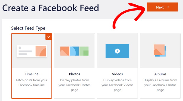 select facebook feed type