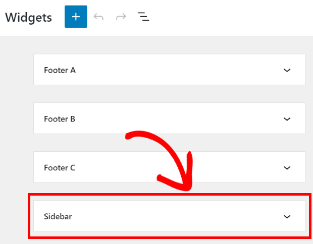 select sidebar for wpforms widget