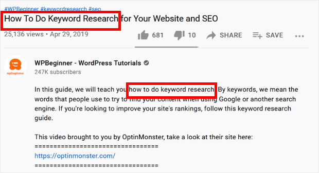 using keywords to promote youtube videos