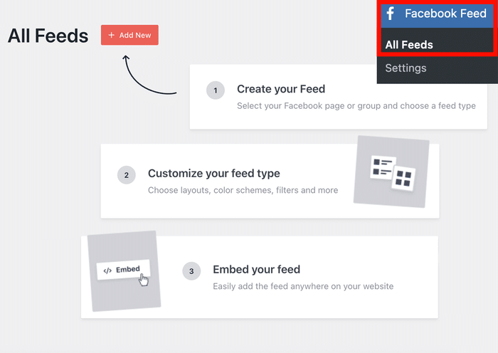 add new facebook feed using the plugin