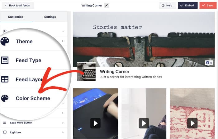 color scheme option for facebook videos