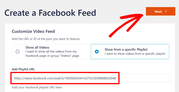 create a specific playlist feed facebook