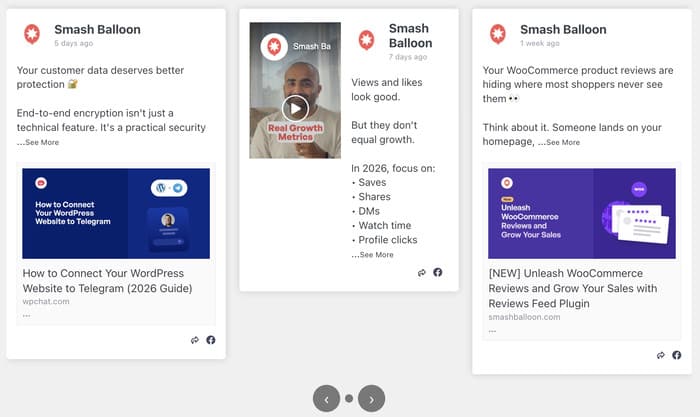 example of a facebook feed carousel on a website