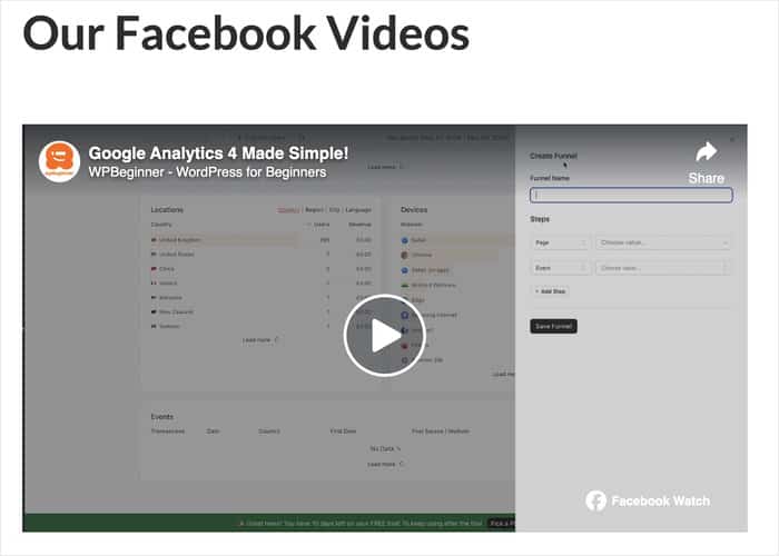 example of embedded facebook video