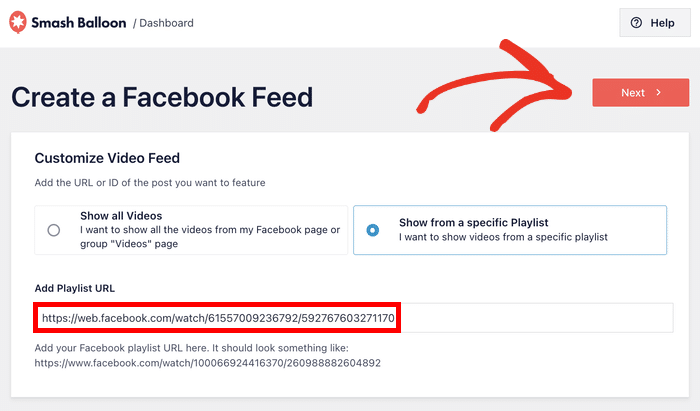 facebook paste your youtube playlist link