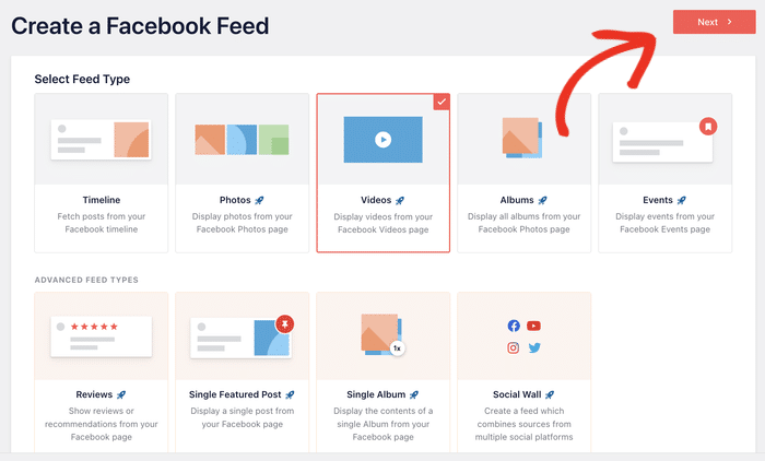 select video option for facebook