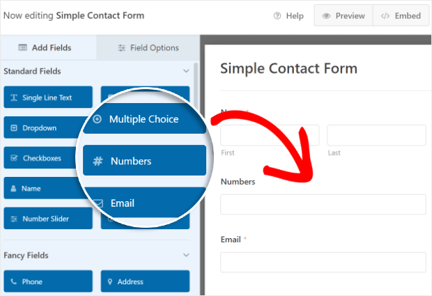 drag and drop numbers field