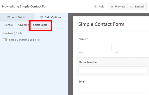 smart conditional logic for fields