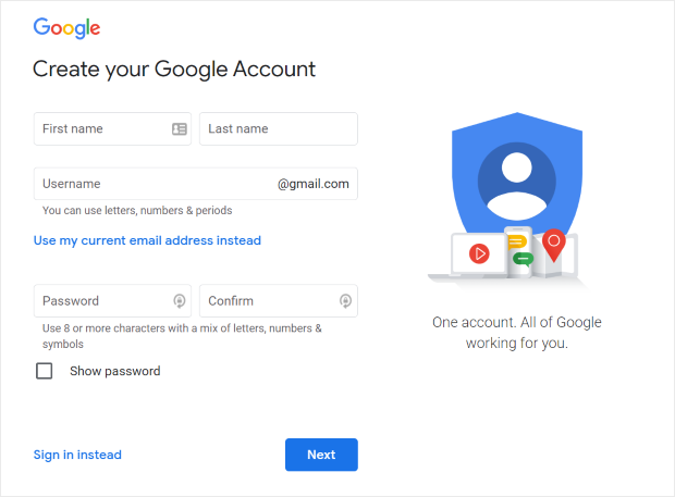 create new google account