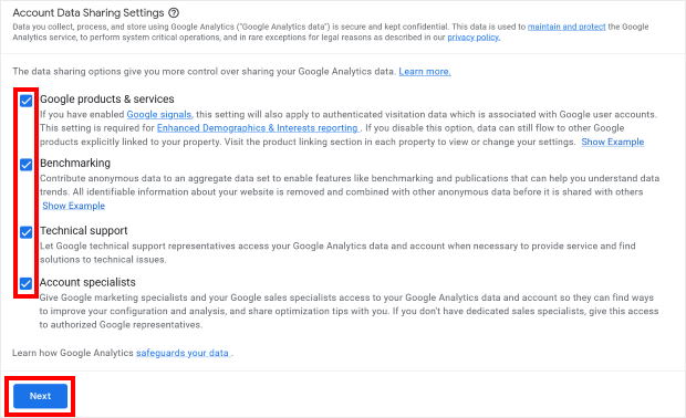 google analytics data sharing