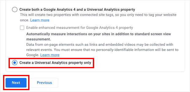 set up google universal analytics property