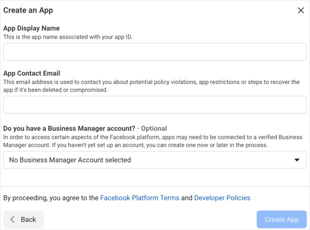 create app facebook developer fix instagram