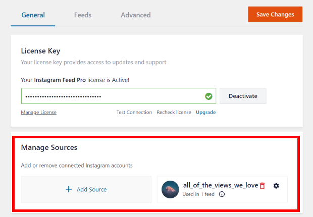 manage sources instagram feed pro