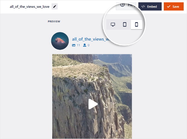 responsive preview instagram feed pro