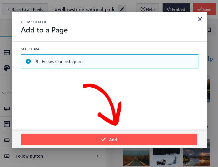 add instagram feed to a wordpress page