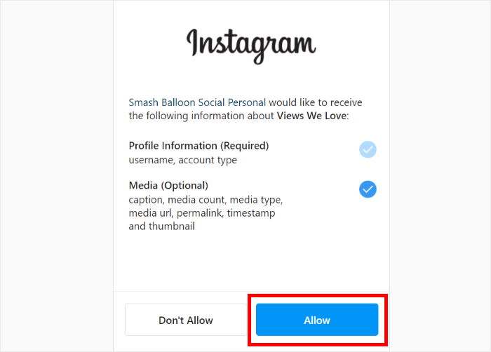 allow read only access instagram