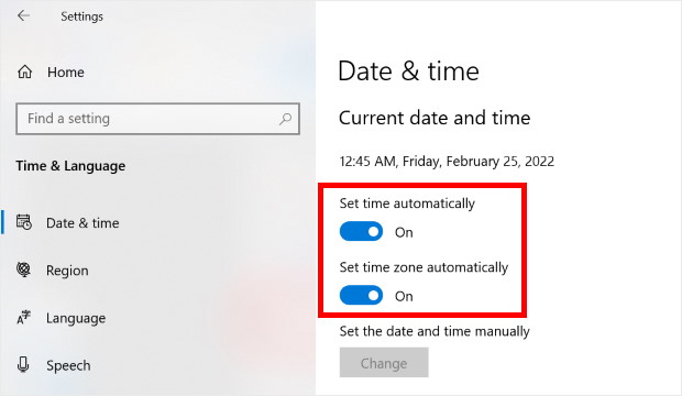 correct your device time and date