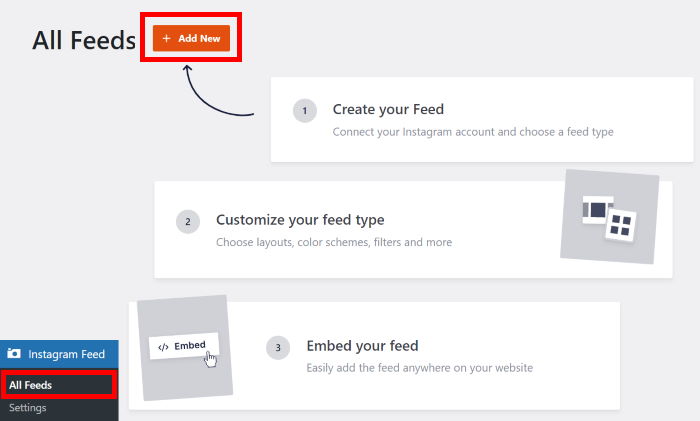 create new feed instagram feed pro