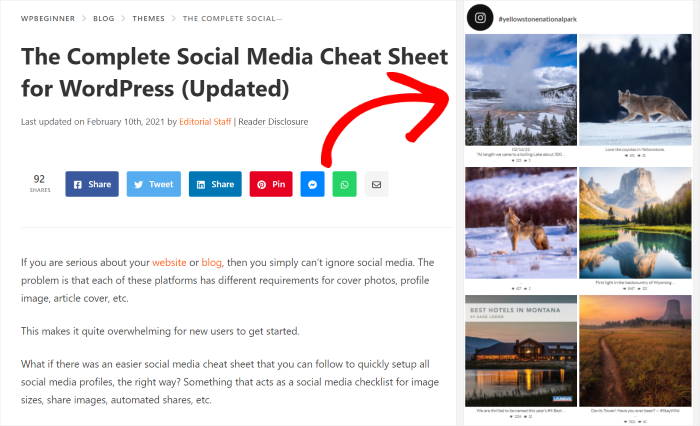 example instagram hashtag feed on sidebar area widget