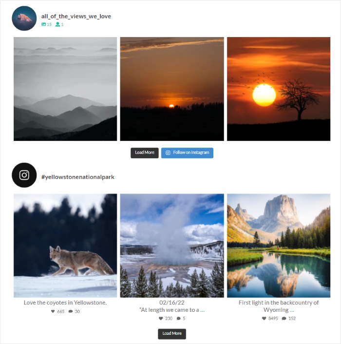 example multiple instagram feeds