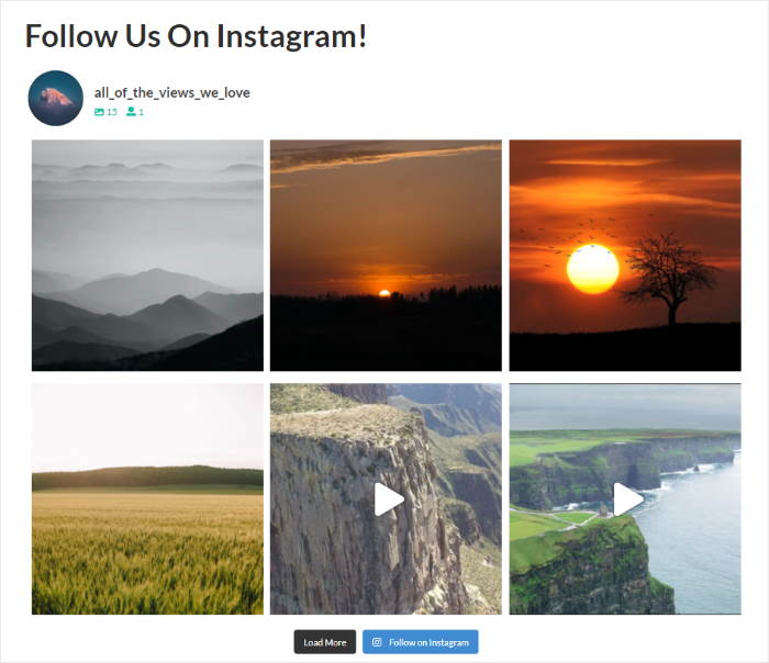 example of instagram feed wordpress