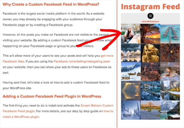 instagram feed on website examples sidebar widget