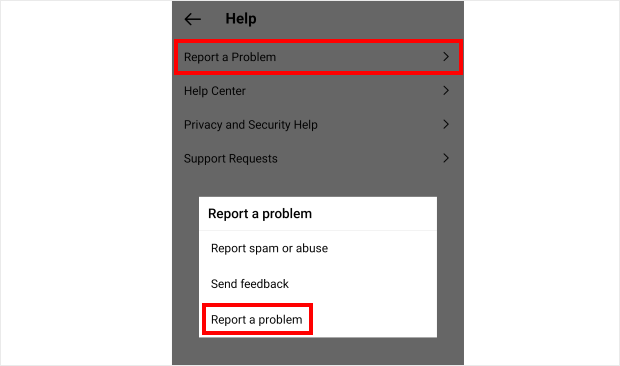 report a problem feature instagram