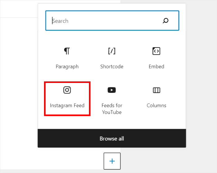 select instagram feed widget sidebar footer
