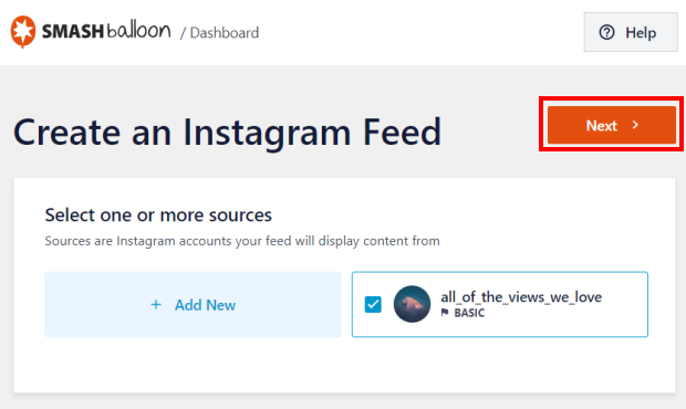 select source for instagram feed