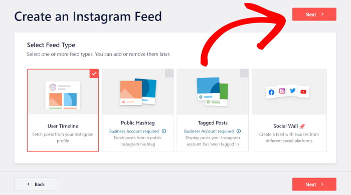 select user timeline create shoppable instagram feed