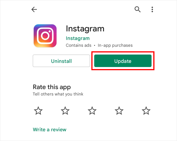 update instagram app