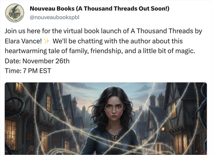 book launch on twitter example