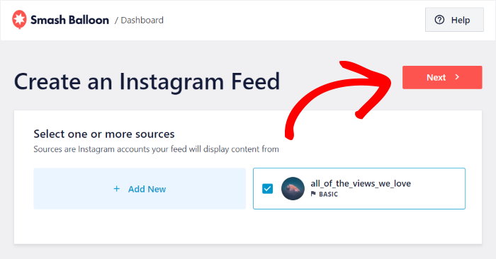 confirm your instagram feed source