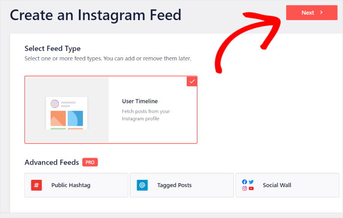 create new feed for Instagram