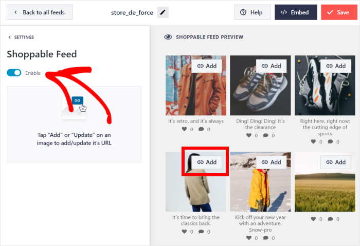 add shoppable feed instagram