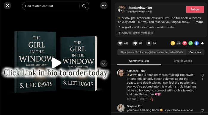 example of a book launch on tiktok