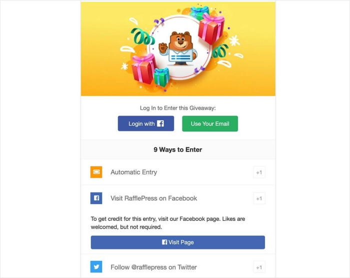 rafflepress giveaway example
