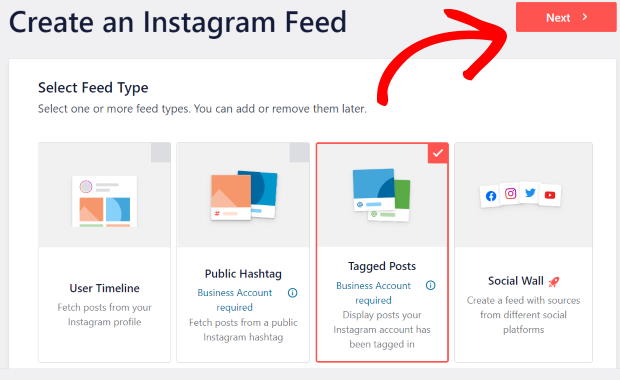 chọn nguồn cấp dữ liệu được gắn thẻ instagram