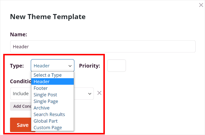 select type of theme template seedprod