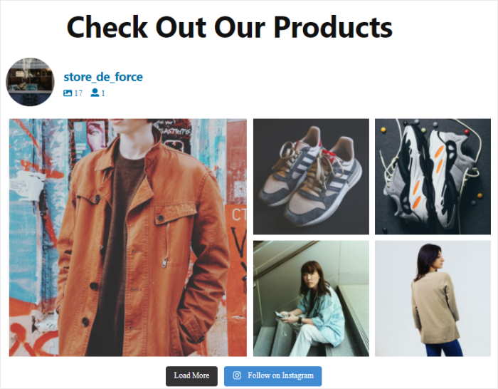 shoppable instagram feed example