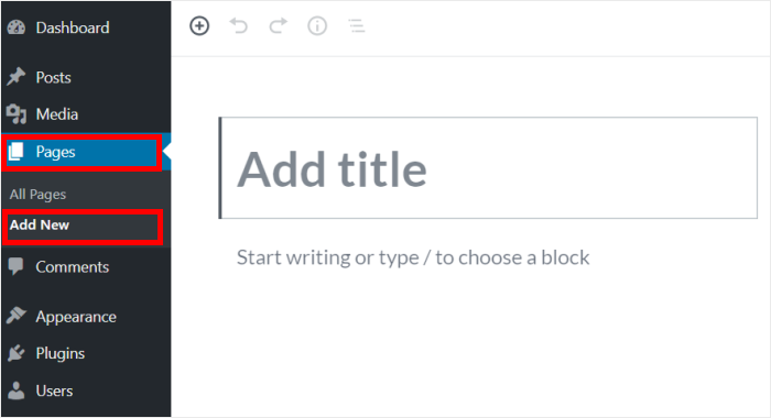 add new page wordpress
