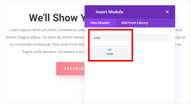 code module for divi