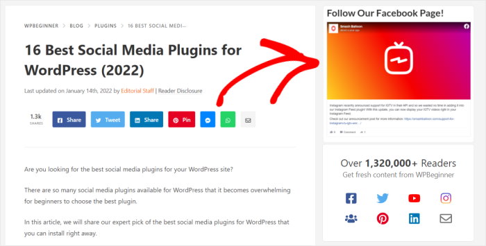 example facebook oembeds widget wordpress