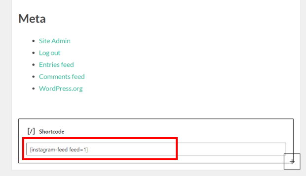 paste instagram feed shortcode